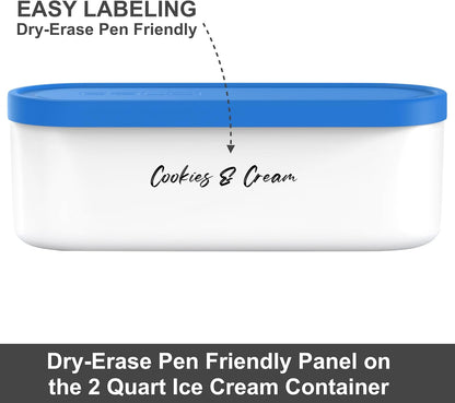 2 8oz set Frozen BALCI - Ice Cream Container - Quart & - Perfect Reusable Freezer Storage for Homemade Ice Cream Tubs