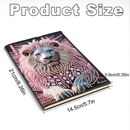 JZHYOAN DIY Diamond Painting Blank Notebook Kits Lion Special Shape Diamond Art Kits Dairy Travel Drawing Message Art Gifts Notepad A5 Hardcover Journal Note Book for Work Note Taking Adult