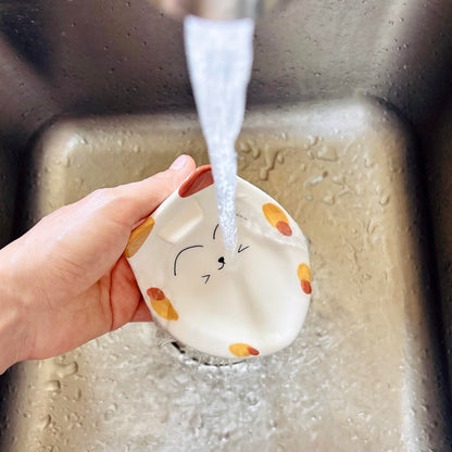 PROVIVID Ceramic Utensil Rest for Stove Top, Cute Cartoon Cat Spoon Holder for Ladles, Tong, Patula, Chopsticks, Coffee Spoon Holder, Heat-Resistant Cooking Cutlery Rests，Condiment tray, Snack plate