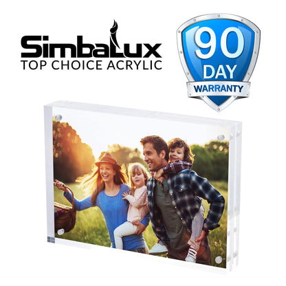 SimbaLux Magnetic Acrylic Picture Photo Frame 5x7 inches (3 Pack), Clear Glass Like, Double Sided Frameless Desktop Floating Display, Free Standing, Easy to Change