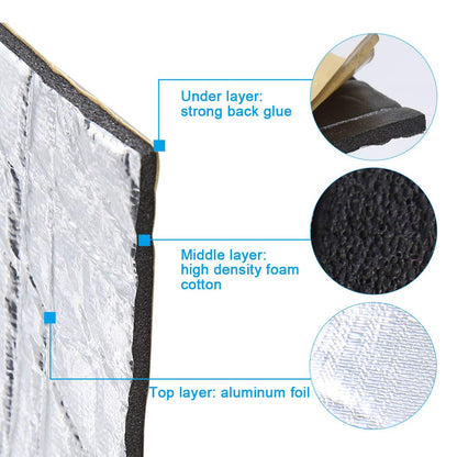 uxcell 394mil/10mm 64.5sqft Sound Deadening Heat Deadener Insulation Mat Intensive Alumium Foil Acoustic Barrier Self-Adhesive 236"x39" / 600cmx100cm