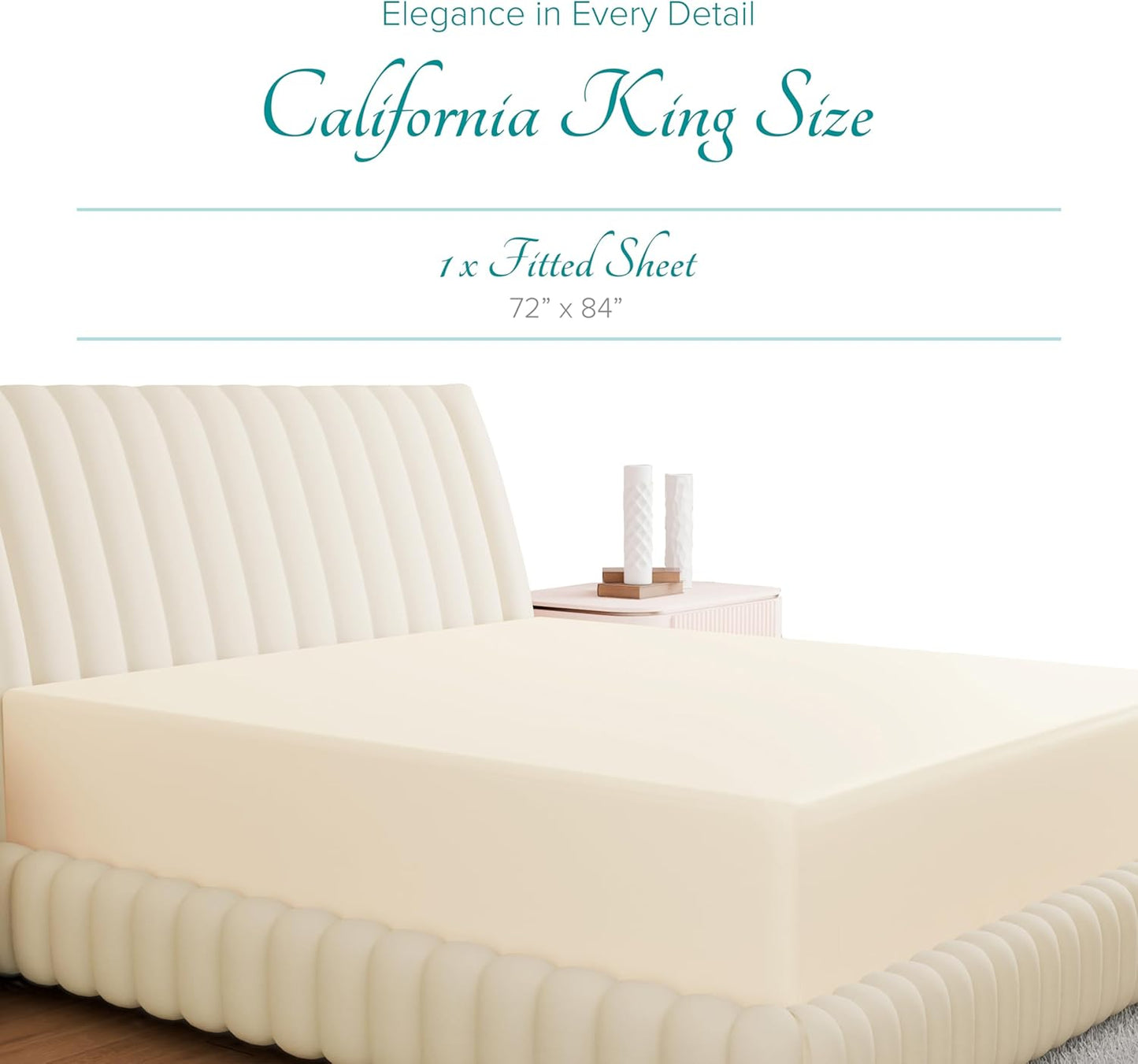 Carressa Linen Luxury 100% Egyptian Cotton California King Fitted Sheet, 800 TC, Deep Pocket, Ivory