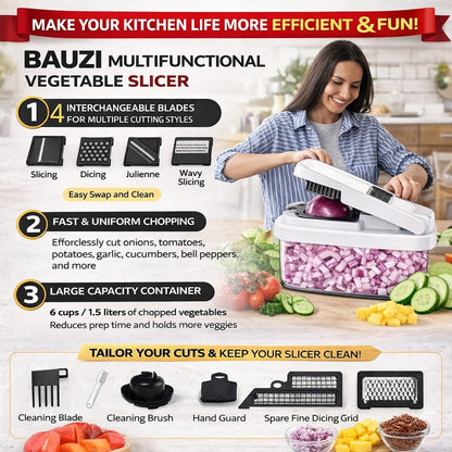 12-in-1 ABS Vegetable Chopper, Onion Cutter with Container, Food Slicer Dicer & Grater, Multifunction Kitchen Gadget for Fruits & Vegetables, BPA Free