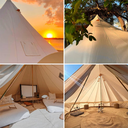 DANCHEL OUTDOOR B5PRO 4 Season Canvas Tent with Stove Jack Camping, Waterproof Bell Tent with AC Port Yurt All Year Living, Luxury Glamping for 6 Person Hunting Party,16.4ft/5m