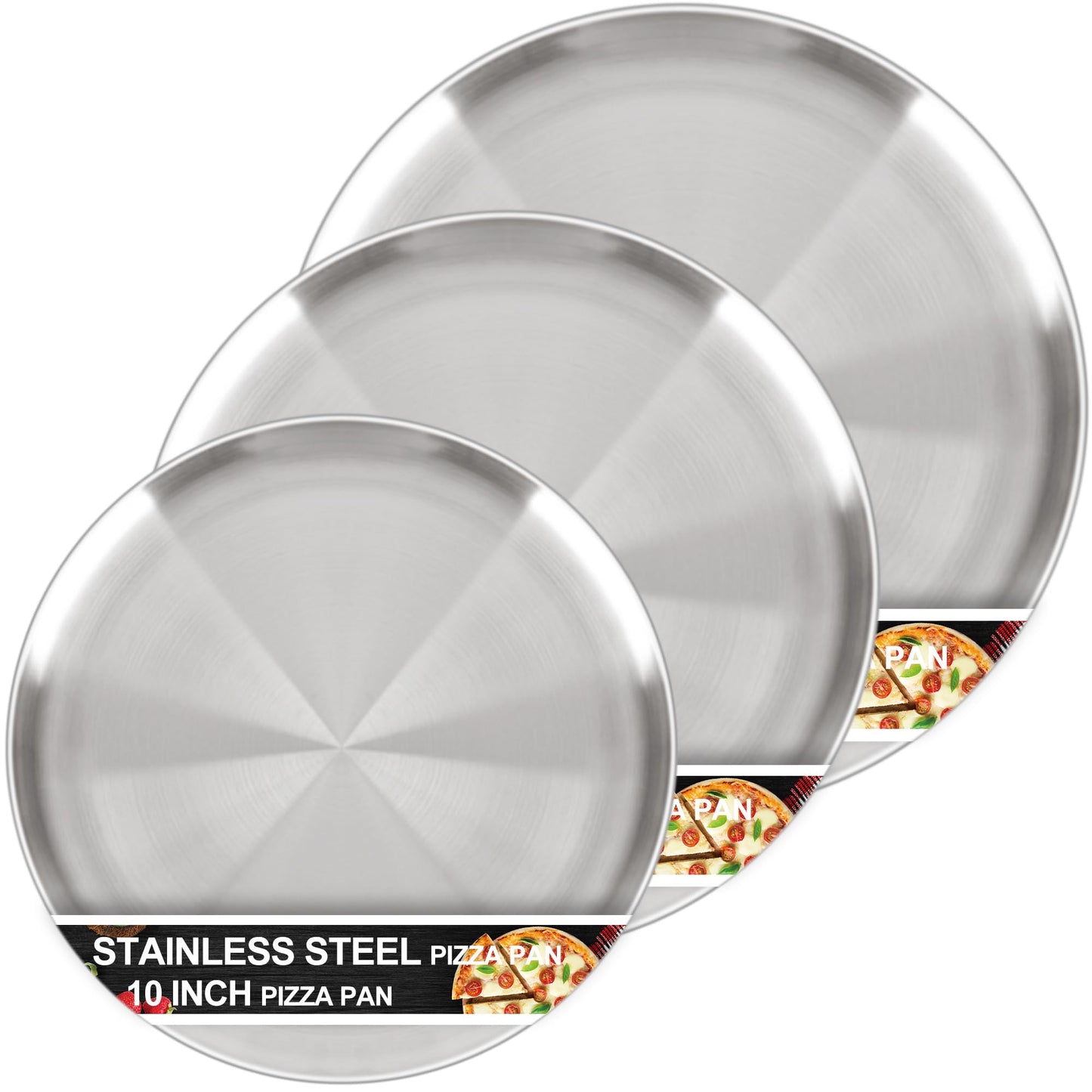 AWTBDP Pizza Pan for Oven, Non-Stick Stainless Steel Pizza Pans, Round Pizza Steel Tray for Baking Supplies & Kitchen, Restaurant, Home (13.5 Inch & 12 Inch & 10 Inch), Dishwasher Safe & Easy Clean