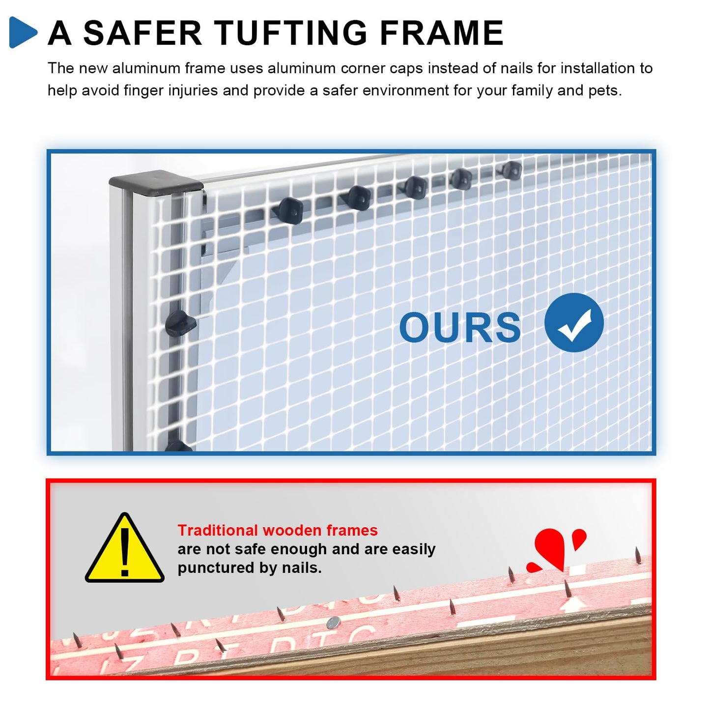 Kerty 70 Inches Extra Large Rug Tufting Frame, Aluminum Metal Tufting Frame Kit for Rug Making, A Safer Tufting Cloth Stand for Tufting Beginners and Lovers
