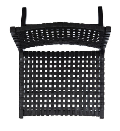 Safavieh Home Luna Black and Black Leather Woven Accent Chair