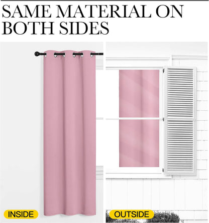 NICETOWN Blackout Window Curtain Panels - Thermal Insulated Grommet Drapes | Crystal Pink, 34x54 Inch Pair