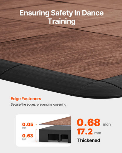 VEVOR Dance Floor Tiles, 12.4 x 12.4 in 52 Piece Interlocking Dance Flooring, Portable Dance Practice Floor with Cushioned Base (Oak Wood Grain, 52 sq. ft/Box)