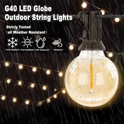 ShineU 60FT G40 Dimmable 27 Bulbs, LED String Lights with Remote, Globe for Patio, Edison Shatterproof Waterproof