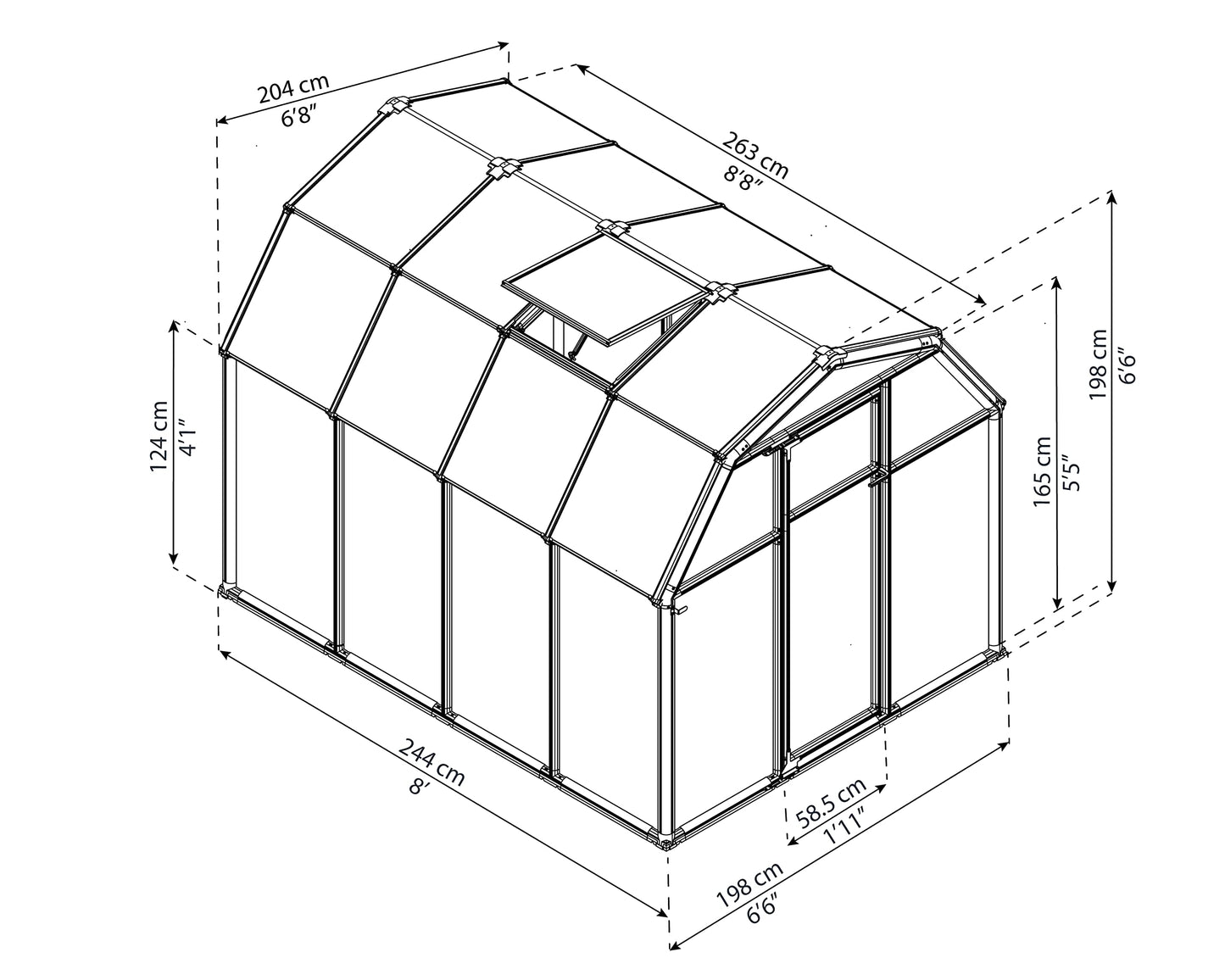 Palram - Canopia Rion EcoGrow 2 | 6 Ft. x 8 Ft. Greenhouse, Large Twin Wall Polycarbonate Heavy Duty Green House DIY Kit for Garden, Yard, Plants, Walk-in for Outdoors with Window Vent (Green)