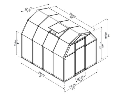 Palram - Canopia Rion EcoGrow 2 | 6 Ft. x 8 Ft. Greenhouse, Large Twin Wall Polycarbonate Heavy Duty Green House DIY Kit for Garden, Yard, Plants, Walk-in for Outdoors with Window Vent (Green)
