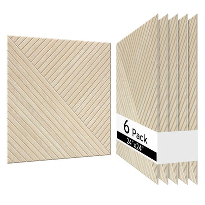 Olanglab Peel and Stick Wall Panels 6 Pack, 23.6" x 23.6" Acoustic Panels Sound Absorbing, Decorative Acoustic Wall Panels for Home Studio and Office, Light Natural Oak Pattern, Style C
