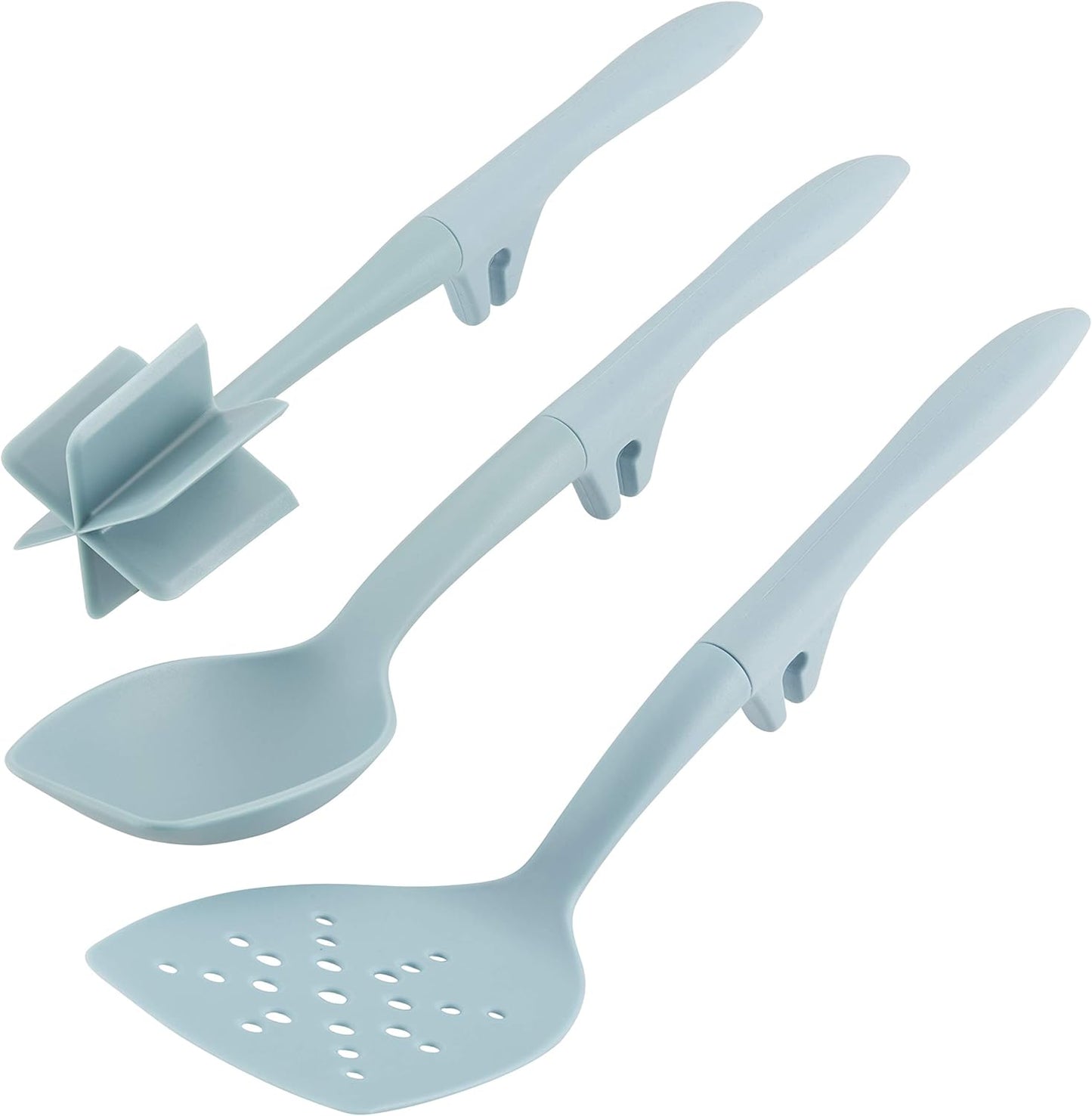 Rachael Ray 47752 Tools and Gadgets Set - Lazy Chop and Stir, Flexi Turner, Scraping Spoon, 3 Piece, Sky Blue