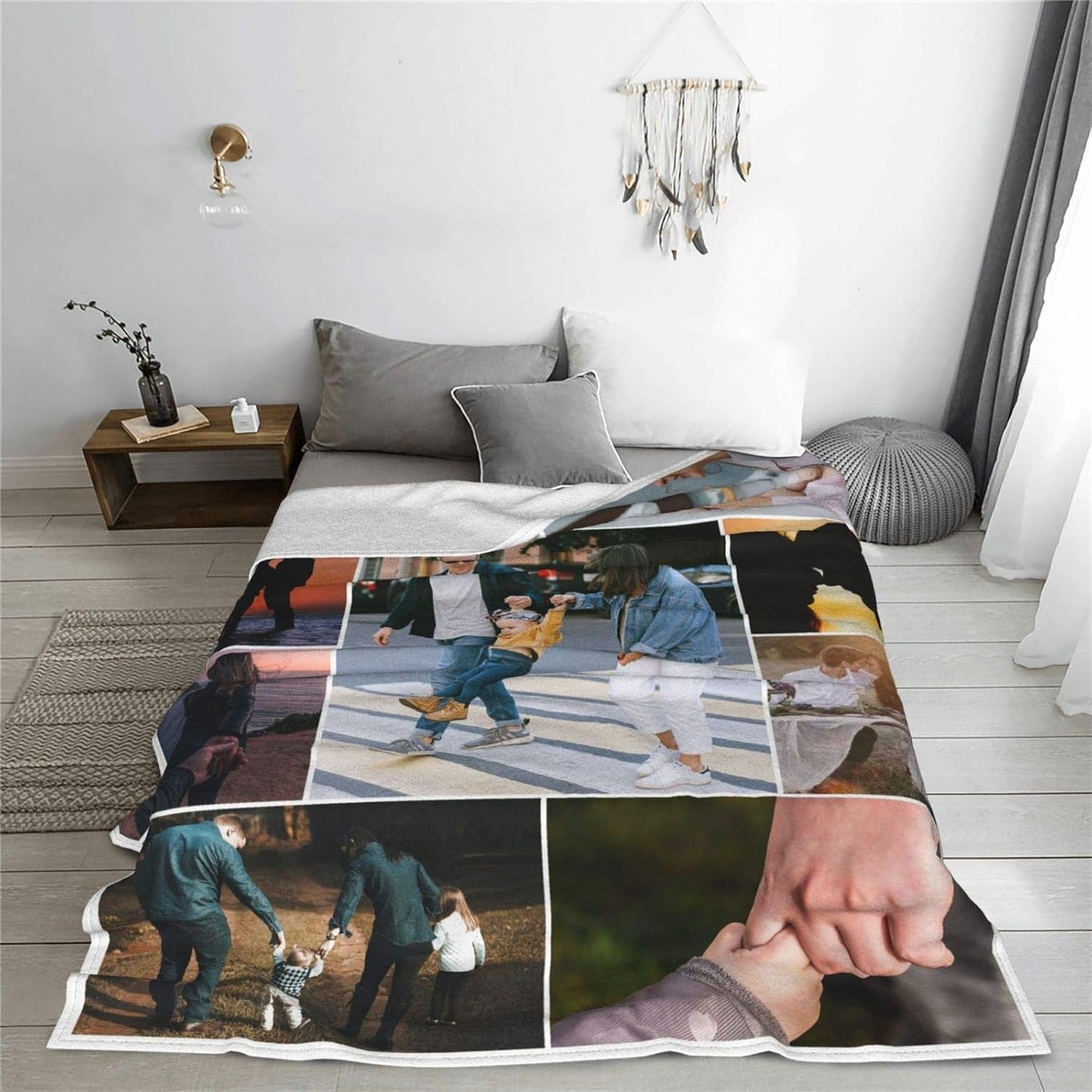 Custom Blankets with Photos Collage - Personalized Throw Blankets with Picture and Text, 40x50 Inch, 9 Photos