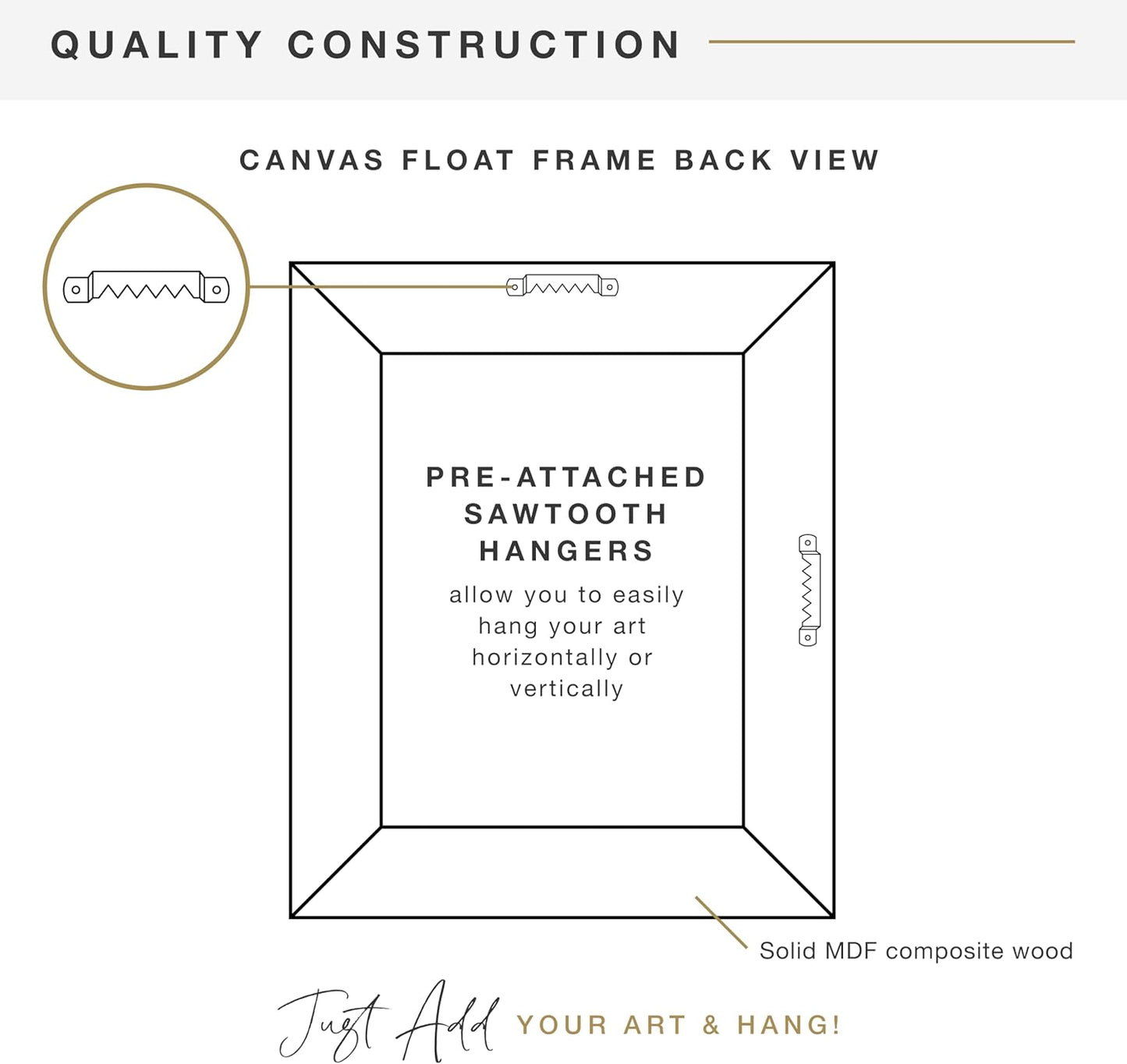 MCS Canvas Float Frames 24x30 - Black Frame for Finished Canvases, Vertical & Horizontal Wall Hanging
