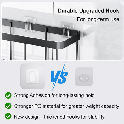14 Pack Lsnisni Shower Caddy Adhesive Replacement, Waterproof Shower Shelf Adhesive Strips, Strong Adhesive Flat Hooks