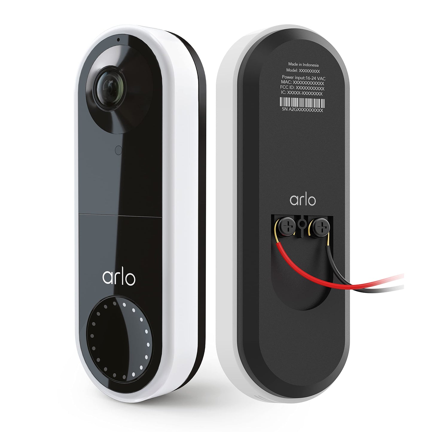 Arlo Essential Wired Video Doorbell - HD Video, 180° View, Night Vision, 2 Way Audio, Black - AVD1001B
