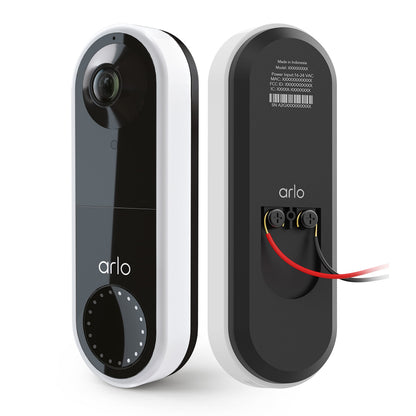 Arlo Essential Wired Video Doorbell - HD Video, 180° View, Night Vision, 2 Way Audio, Black - AVD1001B