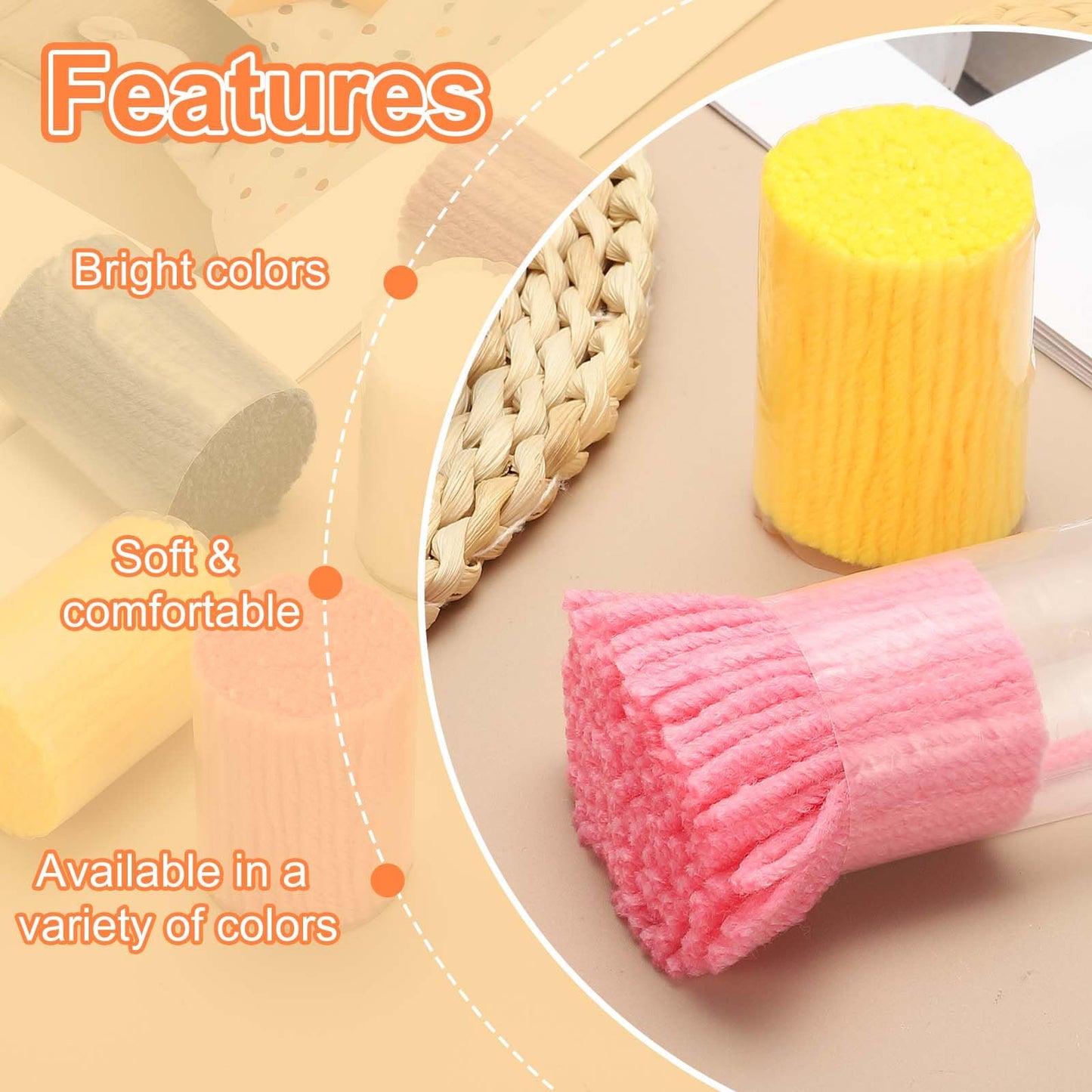 PATIKIL 12Rolls Latch Hook Yarn, Latch Hook Kit Precut Rugs Yarn Making Crochet Bundles for Rug Adults Beginners Tapestry DIY Craft, White