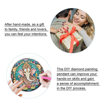 JISHSHAY Hindu Ganesha Diamond Art Hanging Elephant Diamond Painting Sun Catchers Gem Art Table Wind Chimes Gem Painting Hanging Pendant Mosaic Kits for Adults Windchimes, with Special Shaped Drills