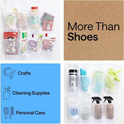 12 2 Closet Closets 64H 9.5W GORILLA GRIP Over the Door Shoe Organizer, Large Breathable Mesh Pockets, Space Saving