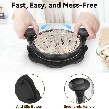 Ukeetap 10" Pro Chicken Shredder Tool Twist Large for Kitchen, BPA-Free Food-Safe Meat Grinder, Visible Chicken Breast Meat Shredder with Strong Anti-Slip Bottom & Ergonomic Handle, Black