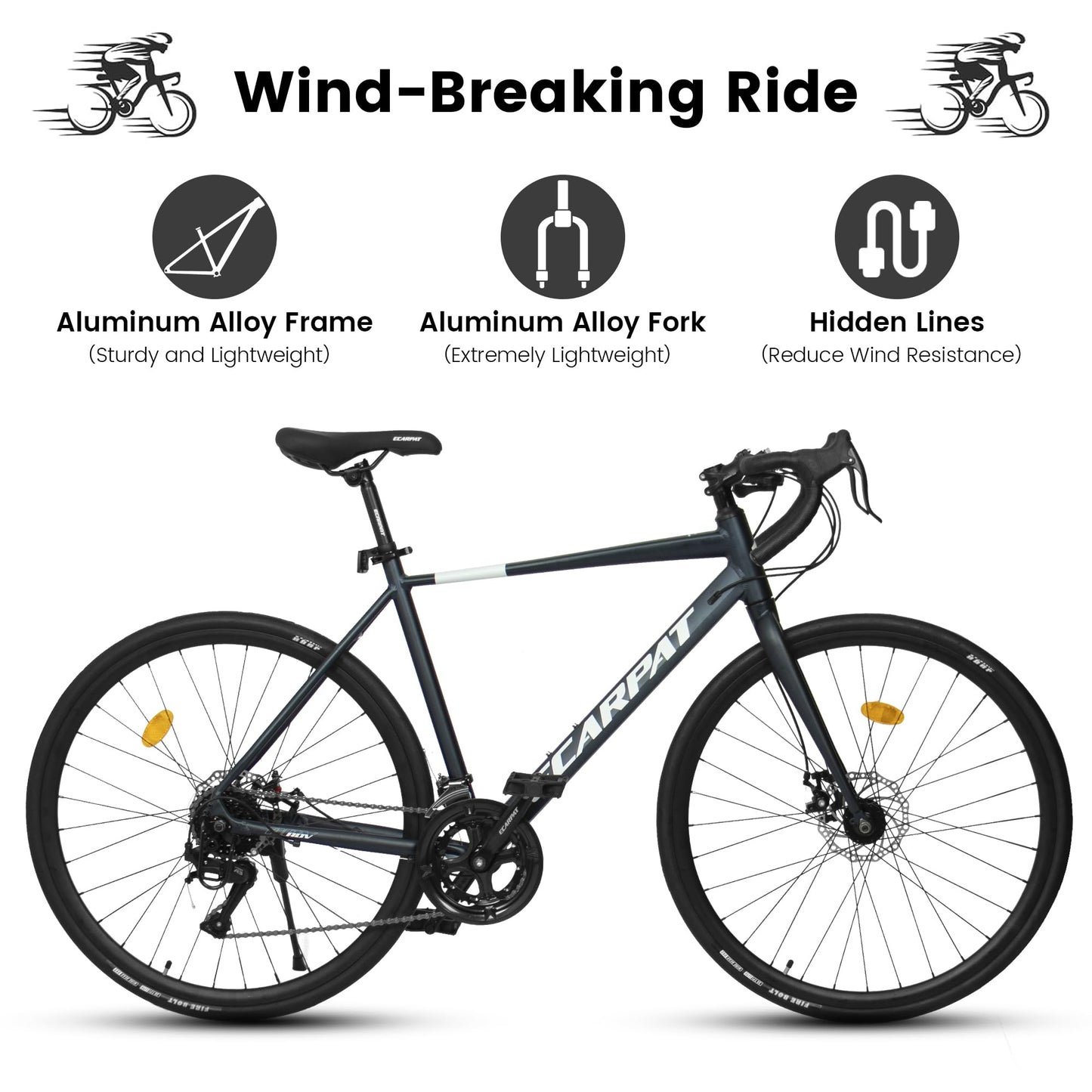 ItWorths 700c x 28c Road Bike with Drop Bar, 16 Speed Road Bicycle, Lightweight Aluminum Frame, Racing Bike with Dual Disc Brake for Men Women, Ideal for High-Intensity Riding, Blue