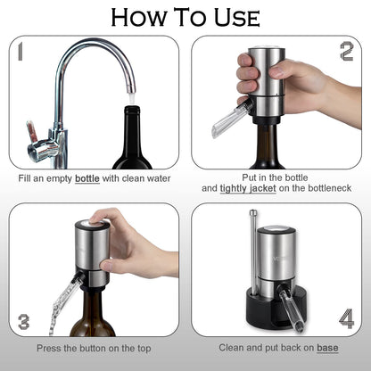 VENZELL Electric Wine Aerator and Pourer - Smart One-Button Wine Decanter with Automatic Vacuum Stopper and Dispenser