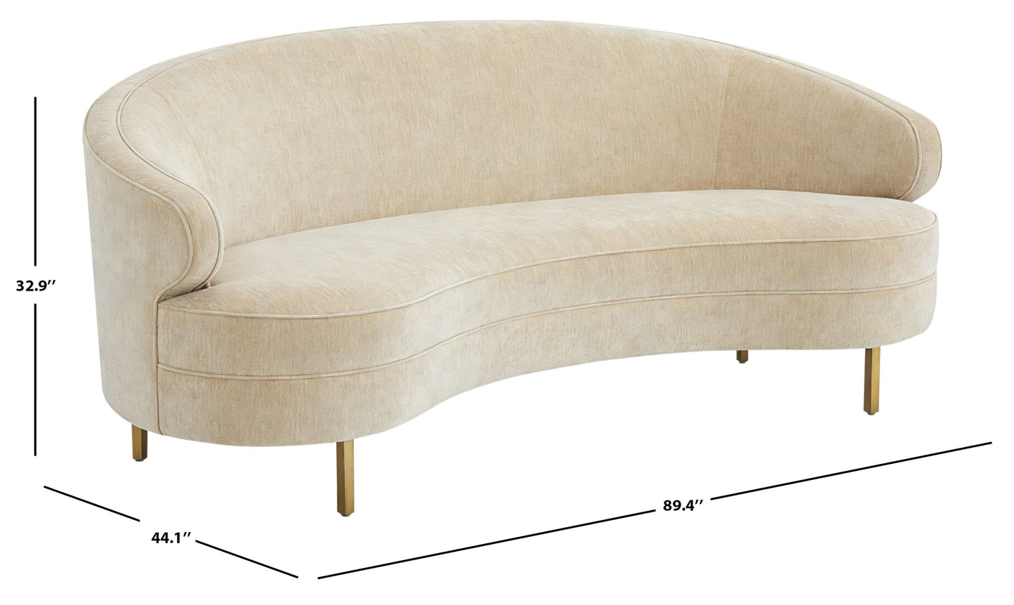 SAFAVIEH Couture - Primrose Curved Sofa - Taupe Chenille Upholstery - Ideal for Living Room, Family Room, 89.4" W x 44" D x 33" H (SFV4715F)