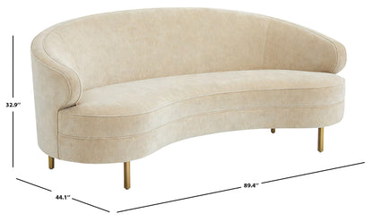 SAFAVIEH Couture - Primrose Curved Sofa - Taupe Chenille Upholstery - Ideal for Living Room, Family Room, 89.4" W x 44" D x 33" H (SFV4715F)