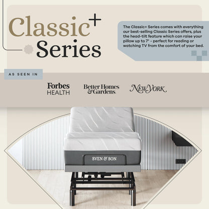 Sven & Son Harmony Adjustable Bed Base, Head and Foot Lift, Massage, Under-Bed Lights, USB, Gel Memory, Zero Gravity Smart Frame - Twin XL + 14 inch Hybrid Spring Matt (Medium Soft)