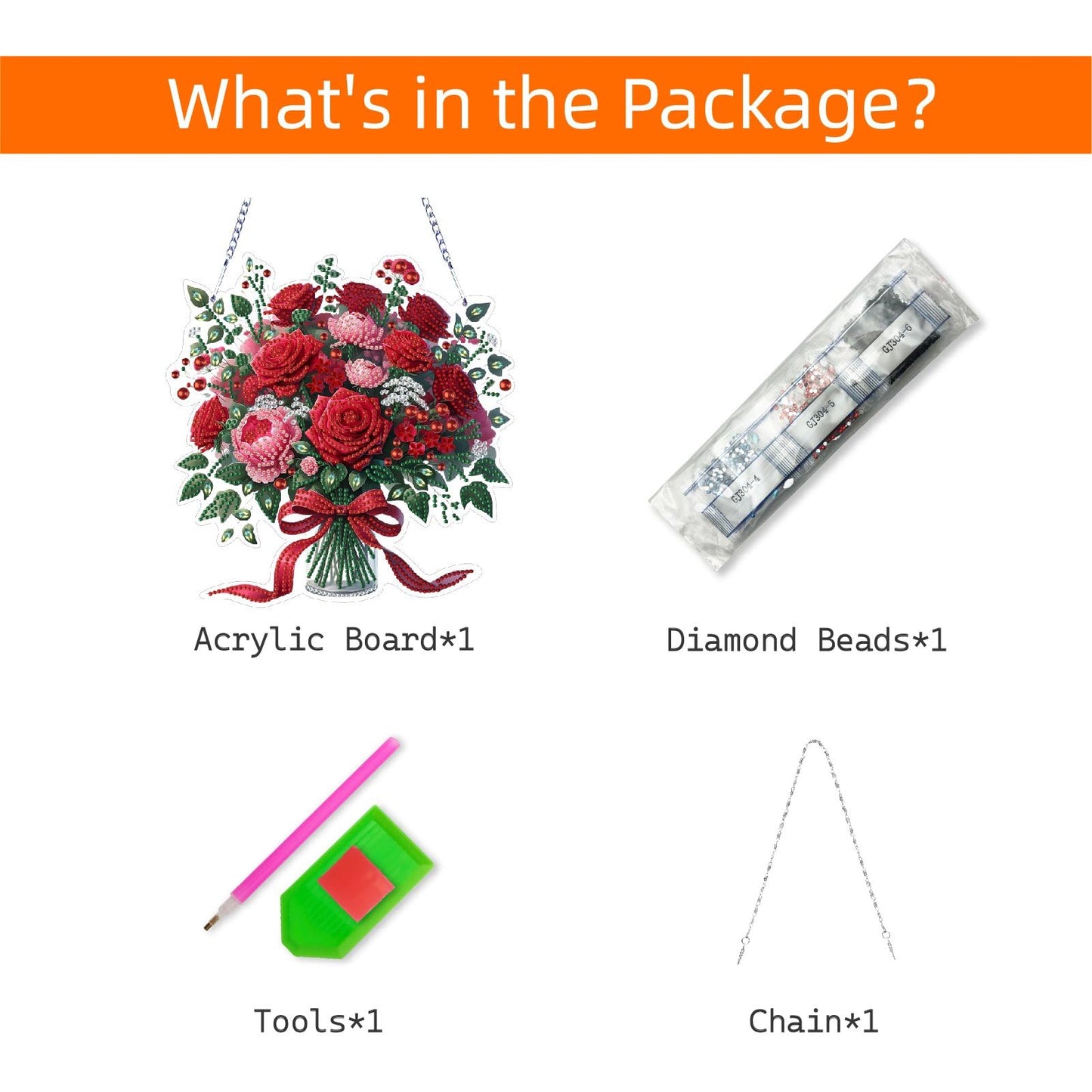VODAPYC Mother's/Valentine's Day Rose Diamond Art Hanging Kits for Adults, DIY Acrylic Double Sided Special Shaped Diamonds Art Window Pendant Ornament(Red Rose Flower)