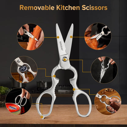 XINZUO Kitchen Knife Block Set,7-Piece Damascus Cooking Knife Set with Kitchen Shears for Professional Chefs and Home Cooking,Pakkawood Handle, Gift Box