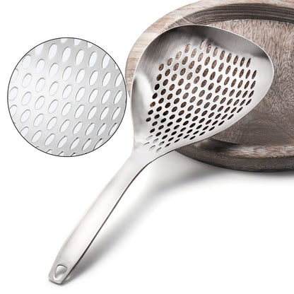 Suwimut 2 Pack Skimmer Slotted Spoon, 13.6 Inch Large Stainless Steel Skimmer Ladle Spoon Spider Strainer with Handle and Hanging Holes, Fryer Scoop Kitchen Colander for Cooking, Draining and Frying