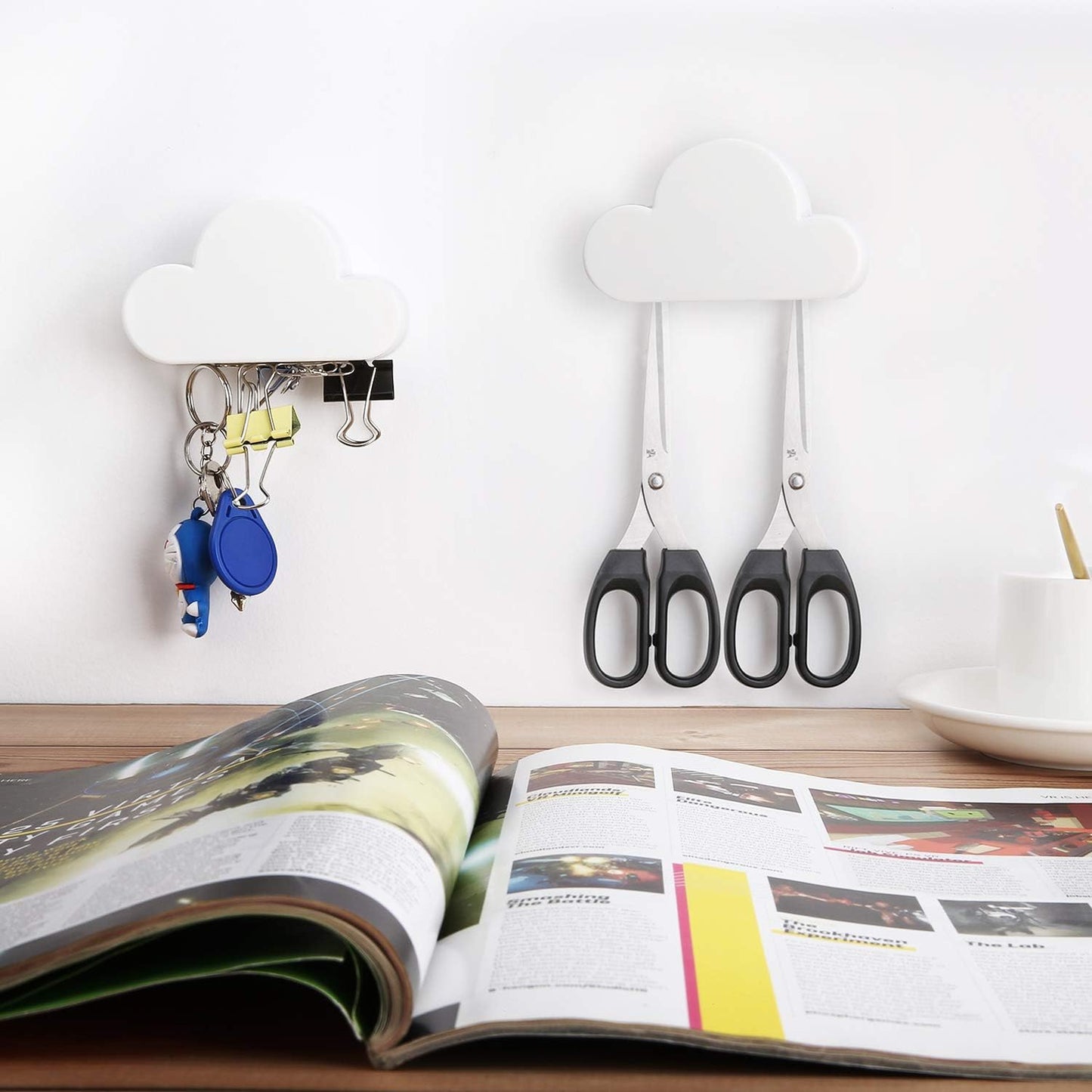 MoKo Magnetic Key Holder, [2 Pack] Magnetic Key Rack Organizer with Adhesive Key Ring Holder