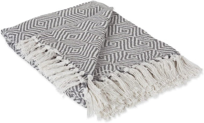 DII Diamond Throw Collection, Woven Cotton, 50x60, Mineral Gray