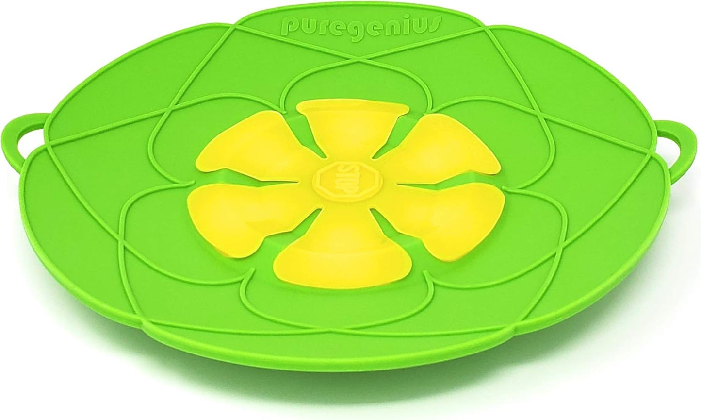 PureGenius Boil Over Spill Stopper Lid Cover, 10.2 inch (Green) Kitchen Tool for Pots Pans Lid Boil Over Prevention