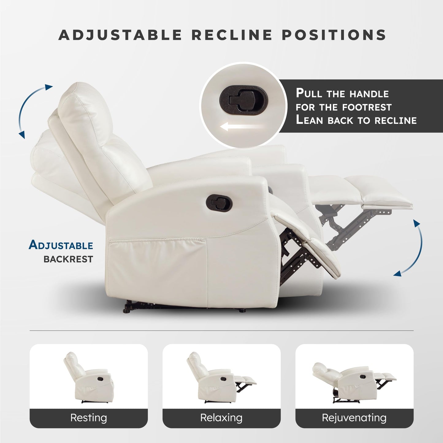 Lexicon Manual Reclining Loveseat, Faux Leather Loveseat Recliner, Wall Hugger, Magazine Pocket, Manual Dual Recliners for Living Room/Theater Seating/Apartment, Easy Assembly, Beige