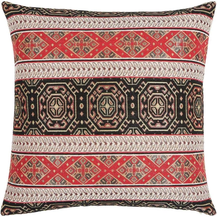 16 16 Inches Persian Throw Pillow Covers Red and Black - x Decorative Southwestern Kilim Pillows, Boho Room Decor