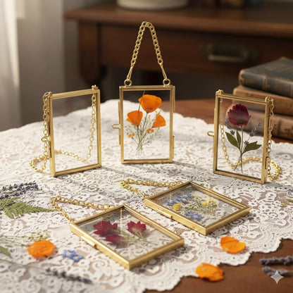 Gold Metal Pressed Flower Frame,Double Glass Display for DIY Floral Art, Ideal for Home Decor and Botanical Projects, Gift for Creating Custom Floral DIY Displays on Wall Tables Living Room Office