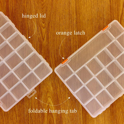 BangQiao 2 Pack Fixed 21 Grids Large Clear Plastic Storage Box, Transparent Organizer Container Case for Small Parts, Bead, Button, Jewelry, Diamond, Craft Supplies,Sewing Kit, DIY Accessories