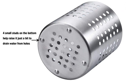 KSENDALO Small Stainless Steel Utensil Holder, SUS304 Silverware Utensil Drying Rack, Utility Sturdy Home Kitchen Daily Use Utensil Drainer for Countertop, Silver (5.32inch Tall)