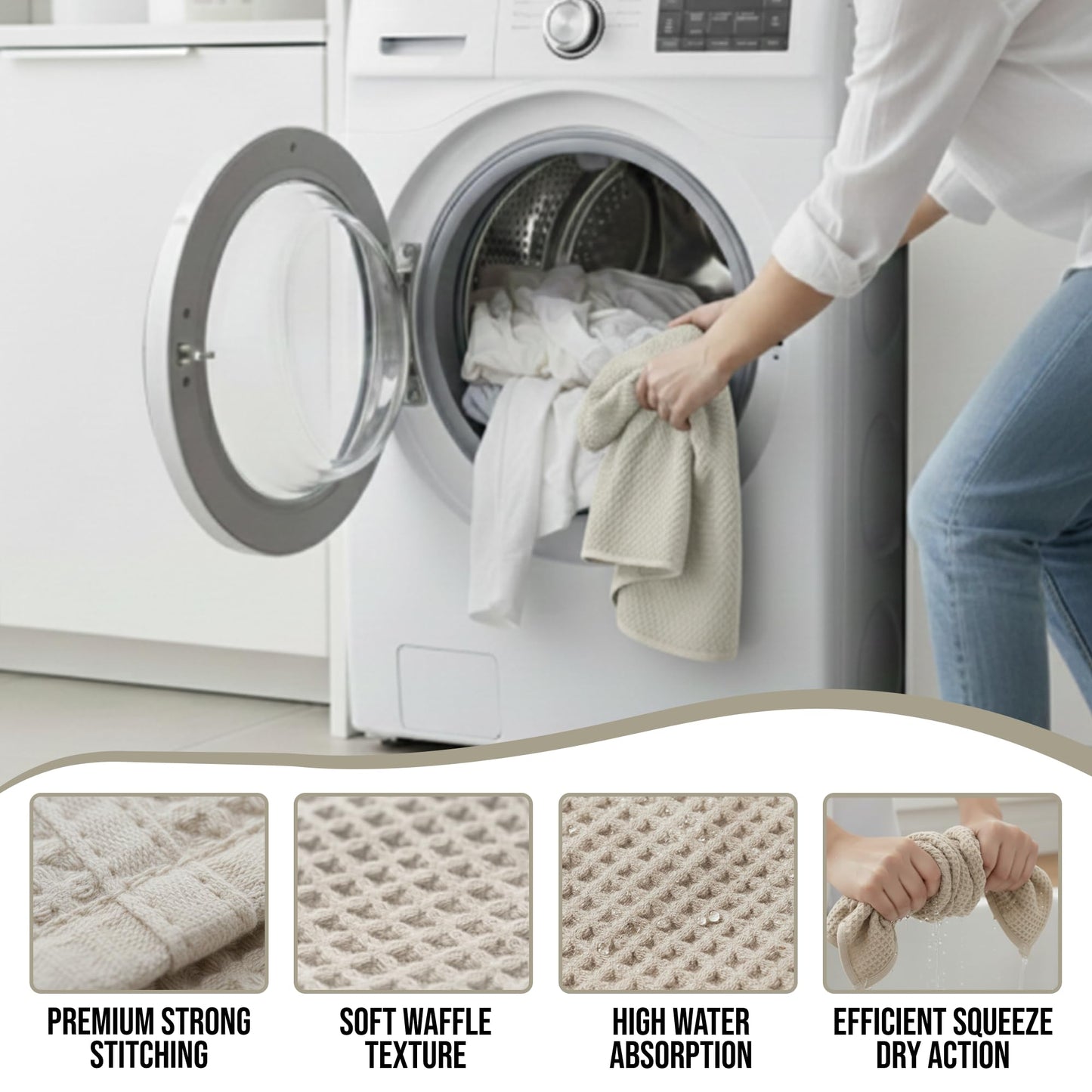 Ameri-Homes 100% Cotton Waffle Kitchen Dish Cloths 6-Pack– Ultra Absorbent & Quick Dry, Counters & Kitchen Use – Soft, Durable & Lint-Free13.50X13.50 inches (Off-White)