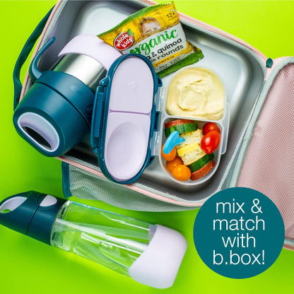 b.box Insulated Food Jar with Spork for Toddlers | Easy Open Container | Stainless Steel, 5hrs+ of Perfect Temperatures | Dishwasher Safe, BPA Free (Blue Slate, 11 oz)