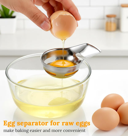 Egg Yolk Separator, Egg Separator for Raw Eggs Food Grade Stainless Steel Eggs Separators Tool, Easy to Use for Baking & Cooking