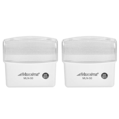 Maxxima LED Night Light with Dusk to Dawn Sensor - Featuring 25 Lumens, Plug in, Ideal for Bedrooms, Bathrooms, Basements, Hallways, and Senior Living, Cool Light - 2 Pack