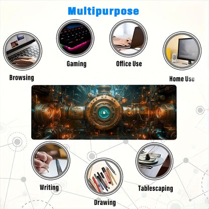 Steampunk Large Mouse Pad Industry Gear Precision Mousepad XL Large Gaming Mouse Pad Laptop Keyboard Mat Desk Pad Ideal for Office, Home, or Remote Work 31.5x11.8 Inch