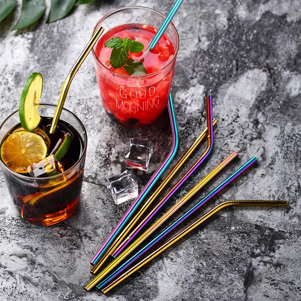[30 PCS] Value Pack Metallic Reusable Stainless Steel Straws, Tomorotec Home Metal Straw Sets with Brushes