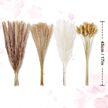 Gumingm Dried Pampas Grass Decor, 100 Stems Bouquet with Bunny Tails & Reed Grass, Boho Dried Flowers for Wedding, Home Table Centerpieces, Rustic Farmhouse Party Decorations